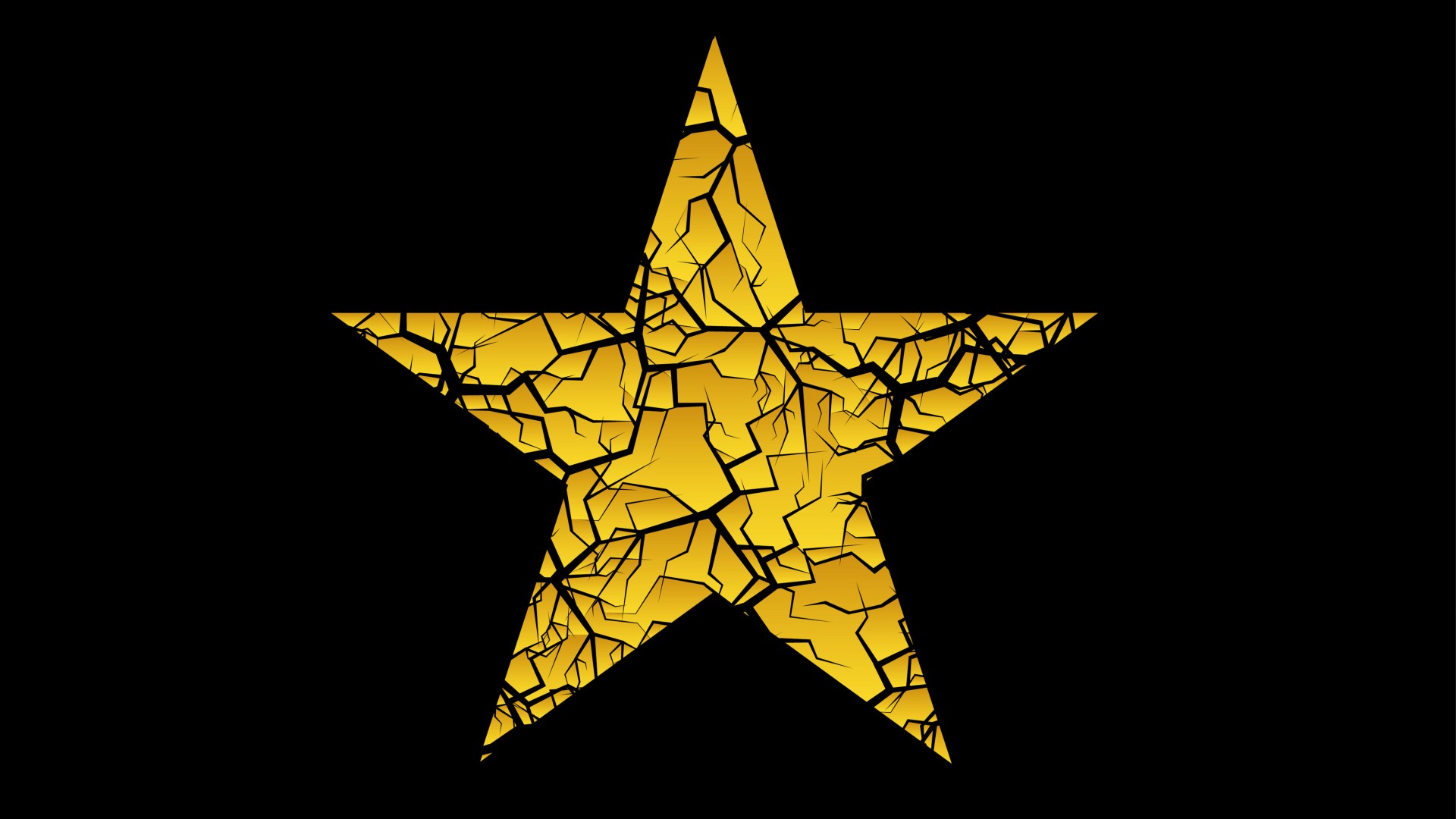 A gold star with fractures.