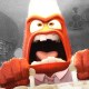 A red, fuzzy cartoon character with a flame-like head is depicted in an overly emotional state, gripping control levers in a control room setting.