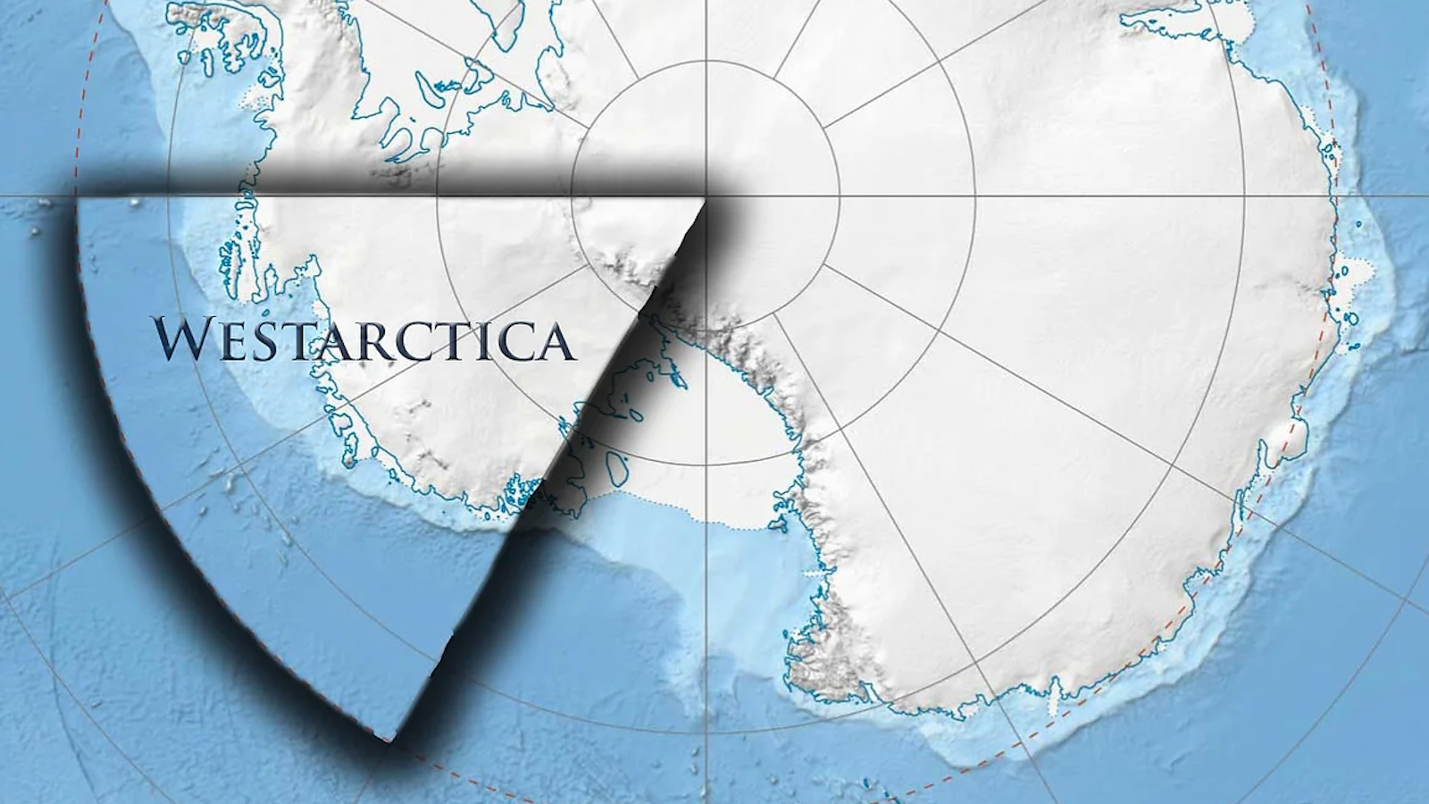 A map of antarctica with the word west antarctica.